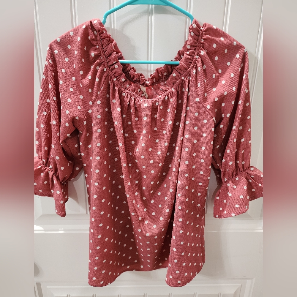 MTS polka dot off the shoulder blouse
